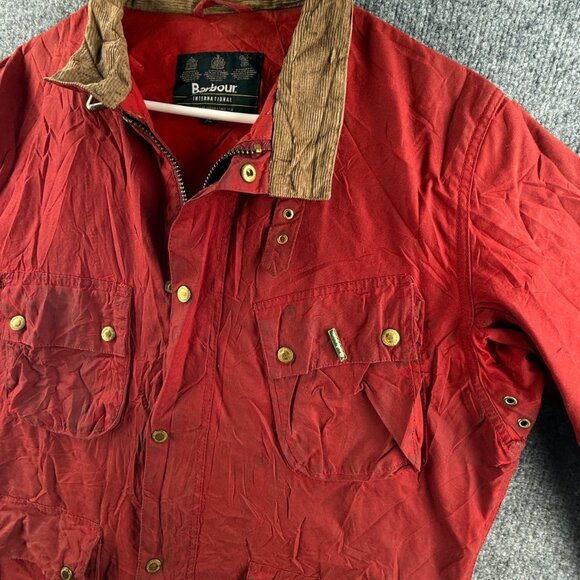 Barbour International Gauging Waxed Canvas Jacket Red Size XL Women Full Zip - Picture 3 of 16